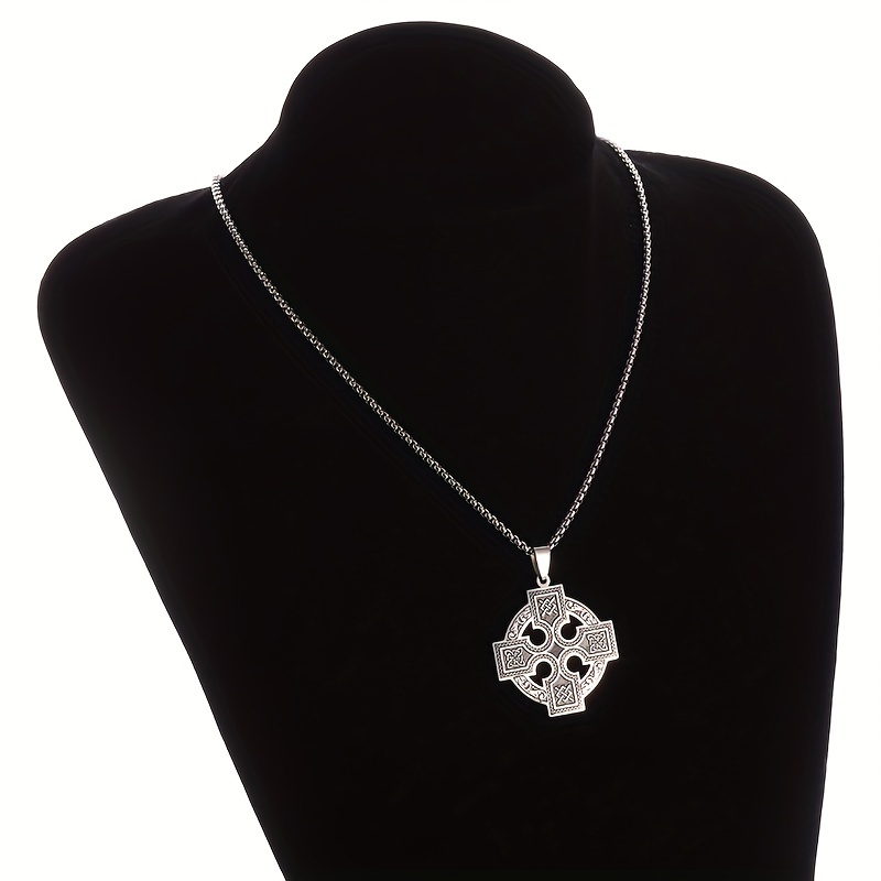 Celtic Knot Cross Pendant Stainless Steel Necklace Irish Symbol Amulet